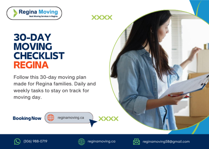 30 day moving checklist Regina